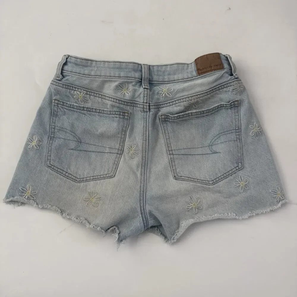 American Eagle Super Stretch Jean Shorts Size 4 Floral EMBROIDERED - Picture 6 of 13